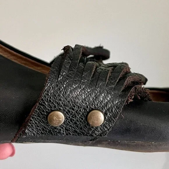 Fly London Woman's Black LAFF Peep Toe Ballerina Shoes Size 7 - Picture 4 of 16